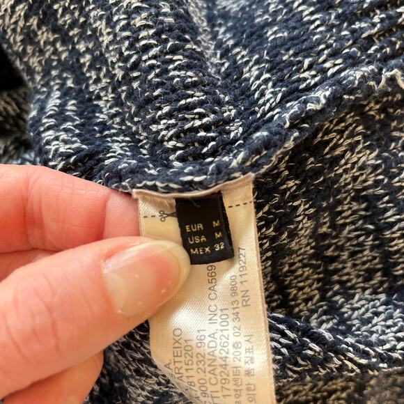 Massimo Dutti 3/4 Sleeve Sweater Split Back Size M Navy White Coastal Fisherman - Picture 5 of 9